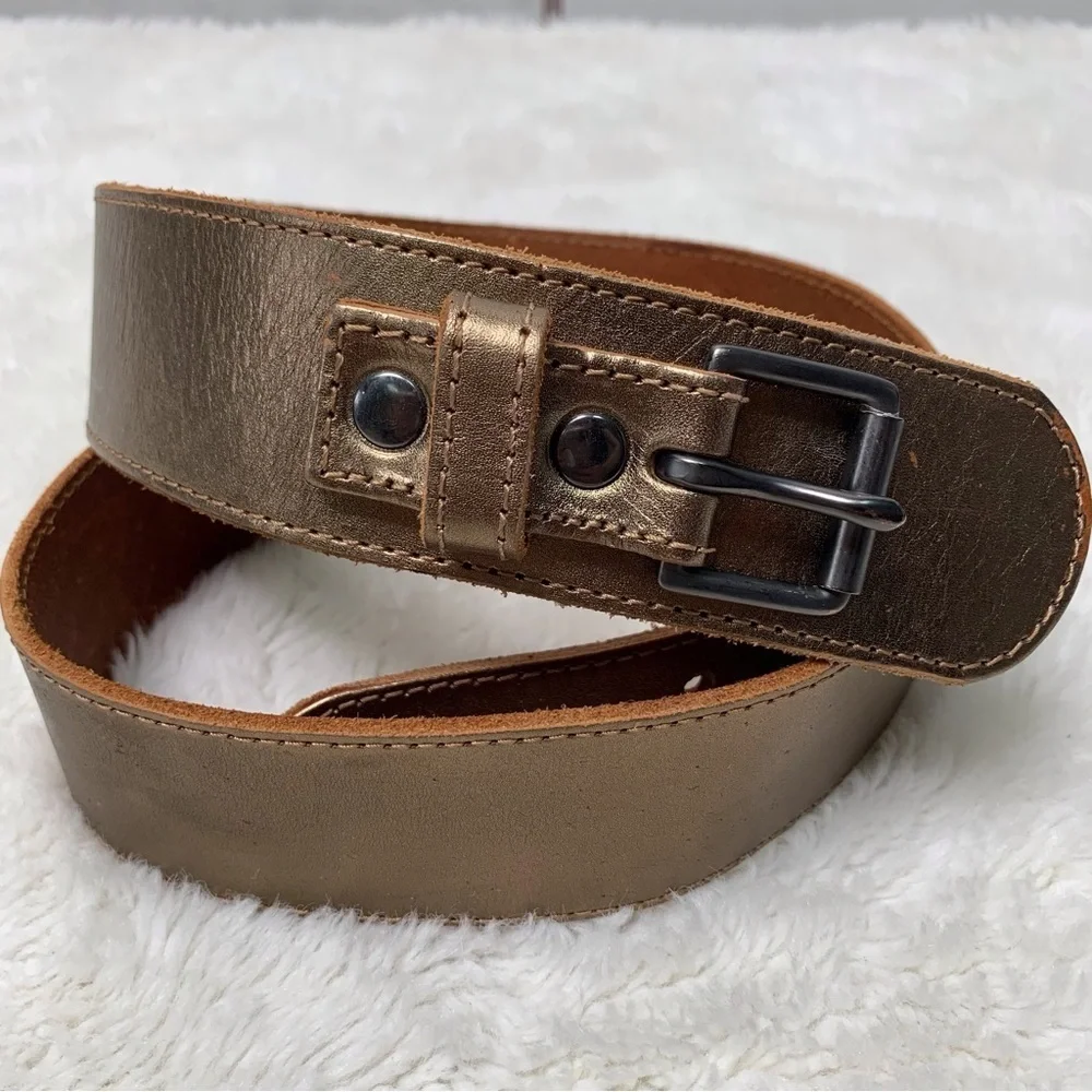 J.Jill Women's Genuine Leather Gold Belt Size Small